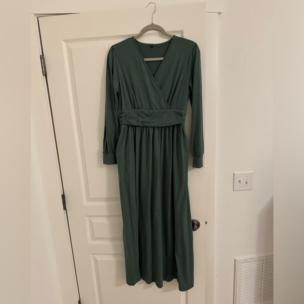 Maternity Maxi Dress Wrap- Green - Size Medium